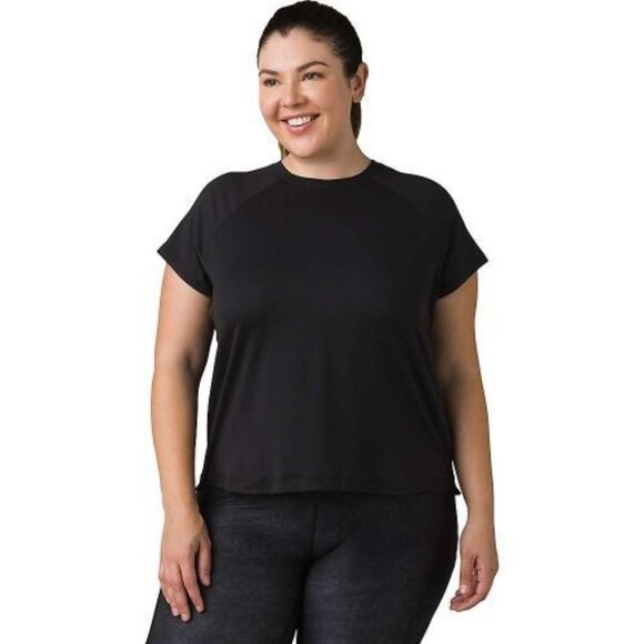 PrAna Alpenglow Short Sleeve Womens 3X Black T-Shirt Standard Fit Stretch NWT - Picture 1 of 2
